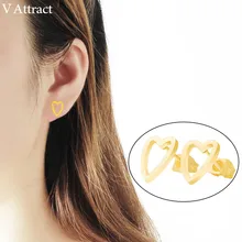 V привлечь 10 пар Свадебные украшения Нержавеющая сталь Pendientes Mujer пастушка мини сердце шпилька серьги невесты подарок