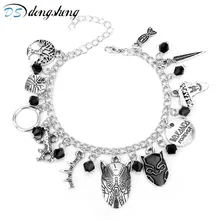 Dongsheng Marvel Comics черные браслеты с леопардами Wakanda King T'Challa хрустальные бусины Черная пантера браслет с маской для женщин мужчин-25