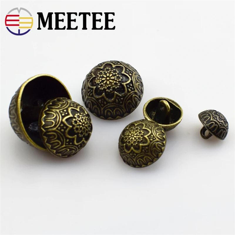 

Meetee 20pcs 11-23mm Metal Bronze Carved Retro Buttons Mushroom for Shirt Jacket Coat Sewing Clothing Scrapbook Accessories D2-6