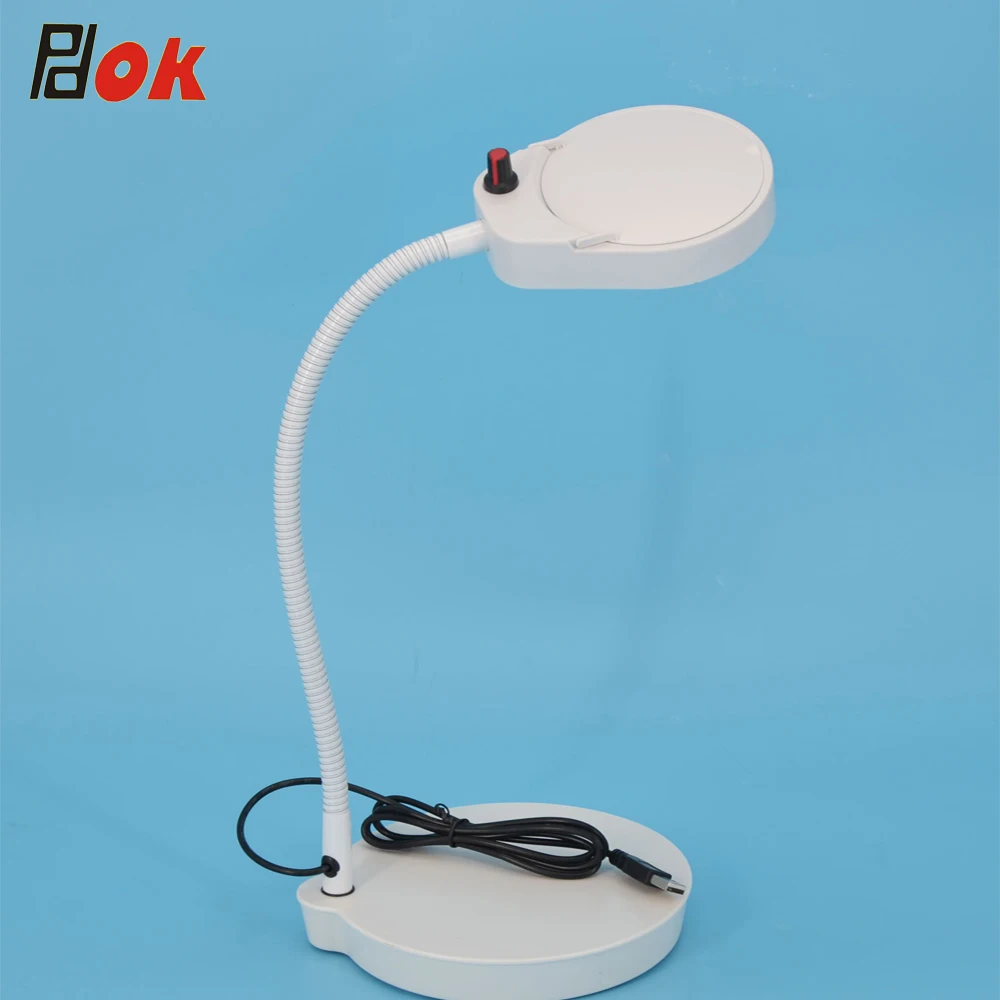  8x15x 3x10x 5x 100mm Lens Table Led Light Adjustable Magnifier Lamp with Flexible Metal Hose for Na
