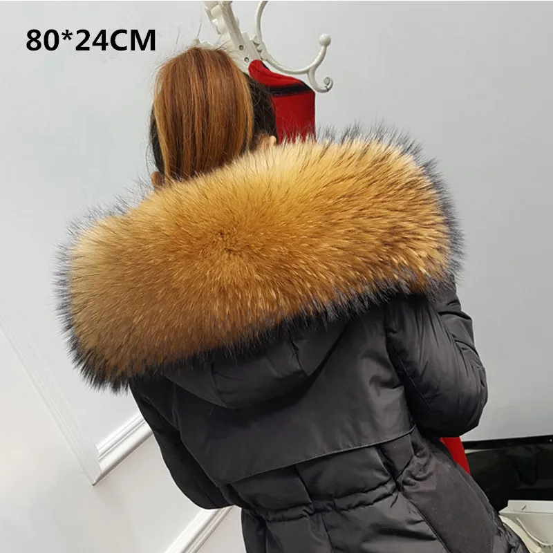 

Luxury Real Raccoon Fur Scarf Women 100% Natural Raccoon Fur Collar Winter Warm Fur Collar Scarves Sweater Coat Collar