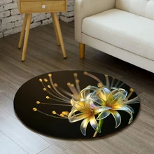 3D Цветочный Принт круглый напольный коврик круглый ковер гостиная нескользящий диван чайный стол коврики ковер компьютерная Подушка для стула коврик