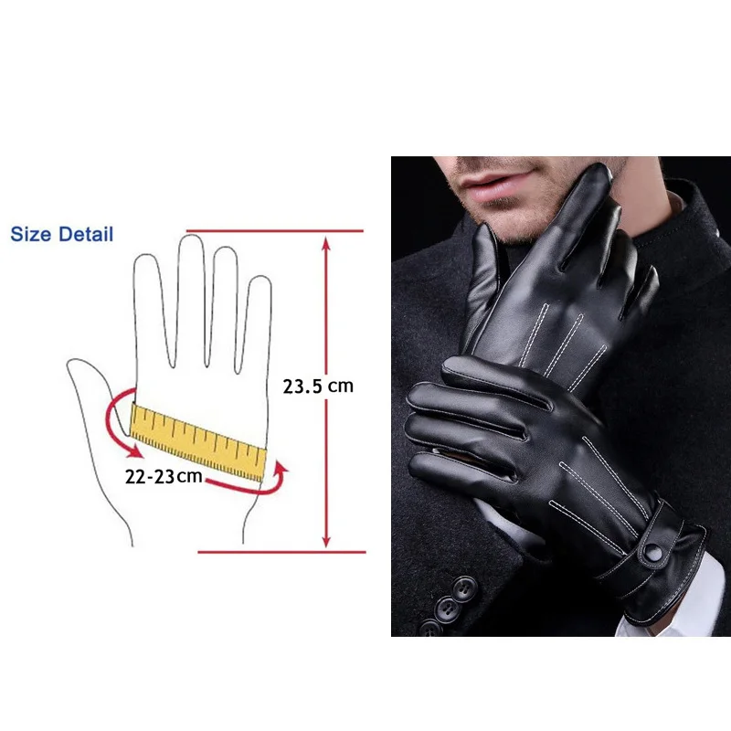 AETRUE, модные перчатки, варежки, мужские, искусственная кожа, зимние, теплые, для вождения, женские, сенсорный экран, черные, толстые, высокое качество, одноцветные перчатки
