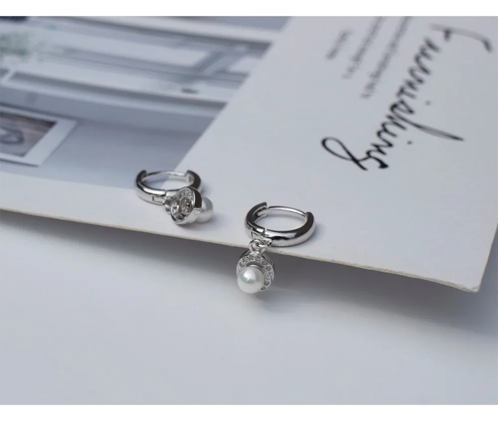 

925 sterling silver earring fashion zircon oval pearl drop earring ear ring wild simple sweet temperament female silver ear jewe