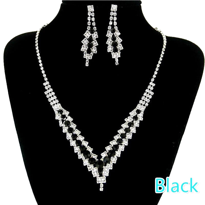 StoneFans, простое красное ожерелье и серьги, ожерелье для девочек, набор, роскошное ожерелье с австрийским кристаллом, комплект жемчужных серег, аксессуары U70 - Окраска металла: Black