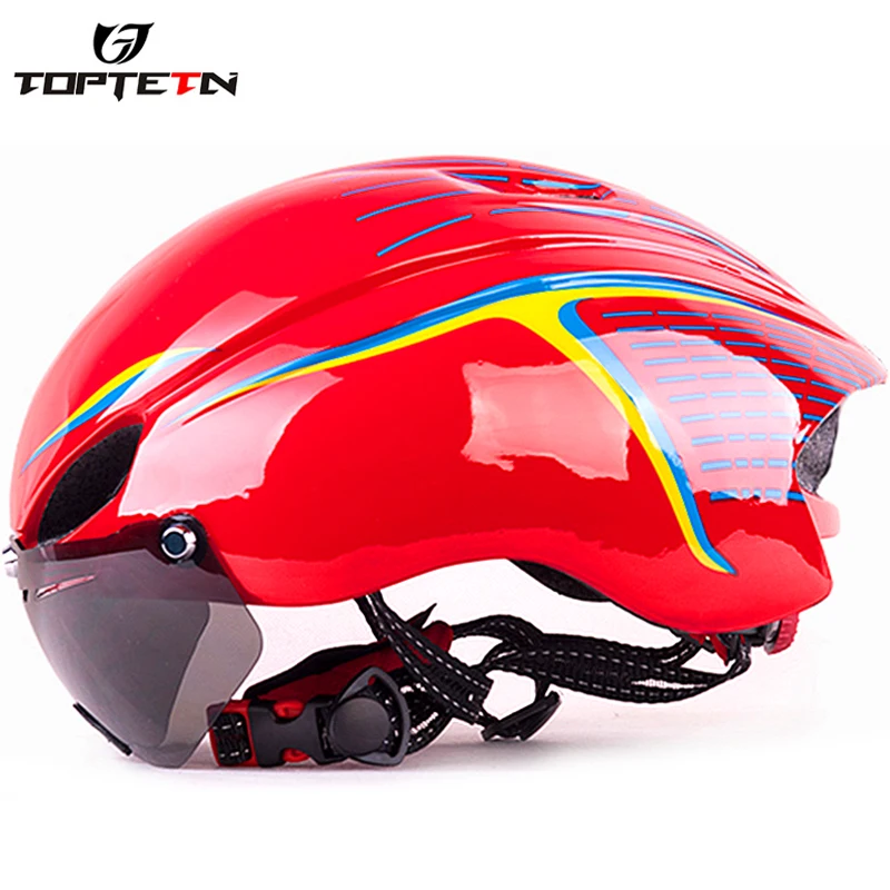 Toptotn с очками очки Mtb велосипед Велоспорт Шлем Bicicleta Capacete Casco Ciclismo Para Сверхлегкий объектив велосипедные шлемы