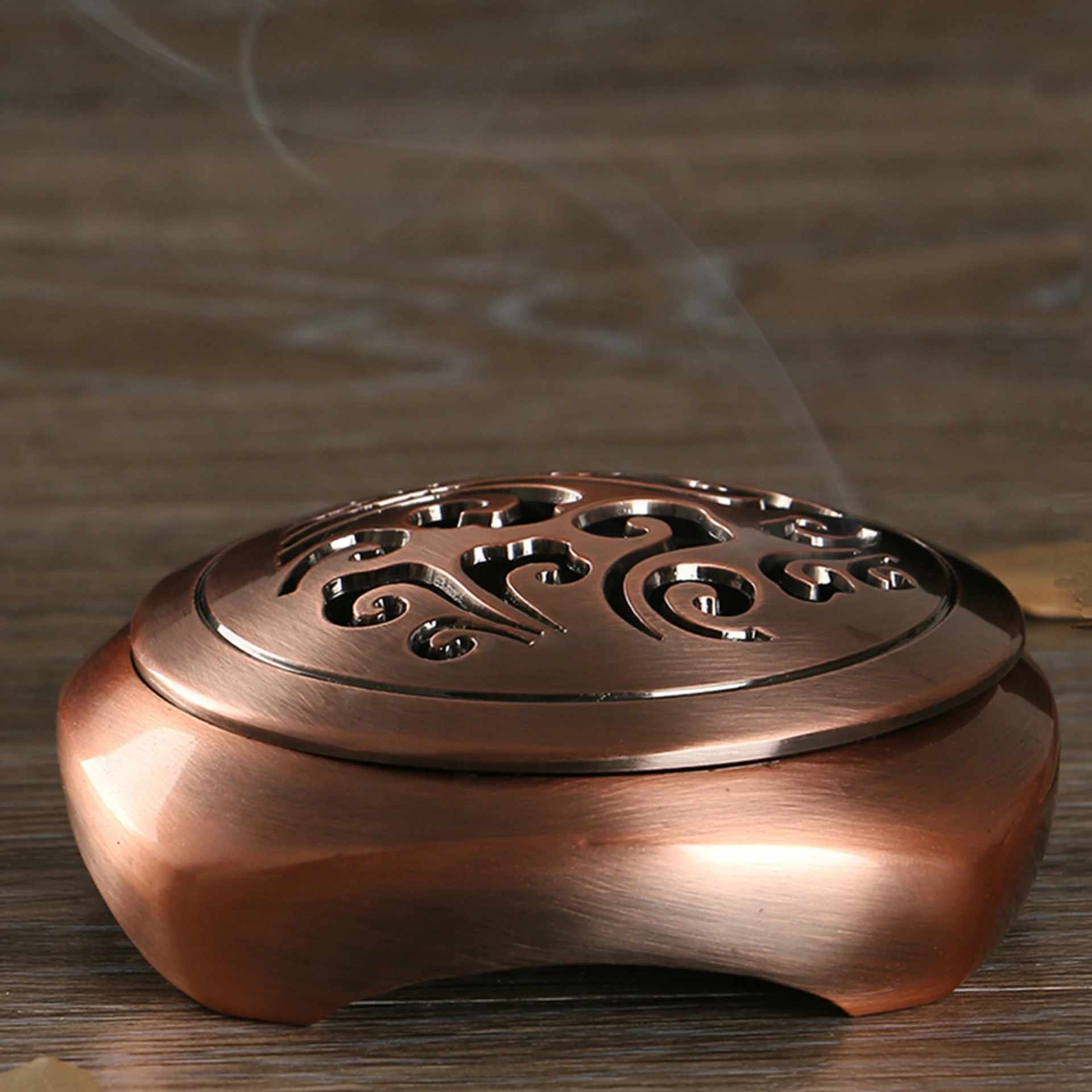 Golden Alloy flower carving Incense Burner Aromatherapy Bronze Sticks Incense Sandalwood Coil