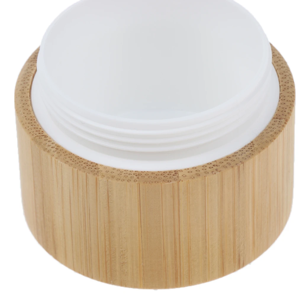 Natural Wood Glass Refillable Empty Roller Wood Glass Bottle + Lip Balm Cream Jar Pot for Travel Cosmetic Makeup