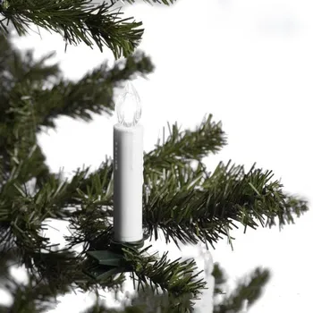 

10pcs Battery Powered Remote Control LED Taper Candle w/6key Controller &Mount clip Christmas/Wedding party tree Decor-Warm whit