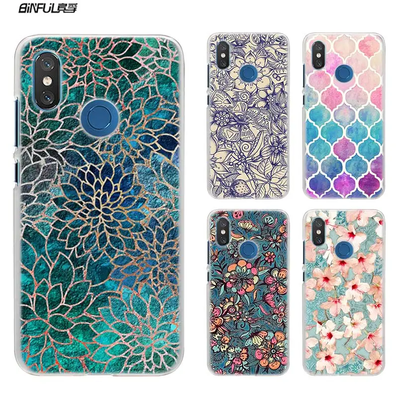 

For Xiaomi Redmi Note 7 Go 6 6A Pro S2 5 Plus 4X Mi Play 8 lite A2 A1 Clear Hard Plastic Case Datura Floral Mandala Flower