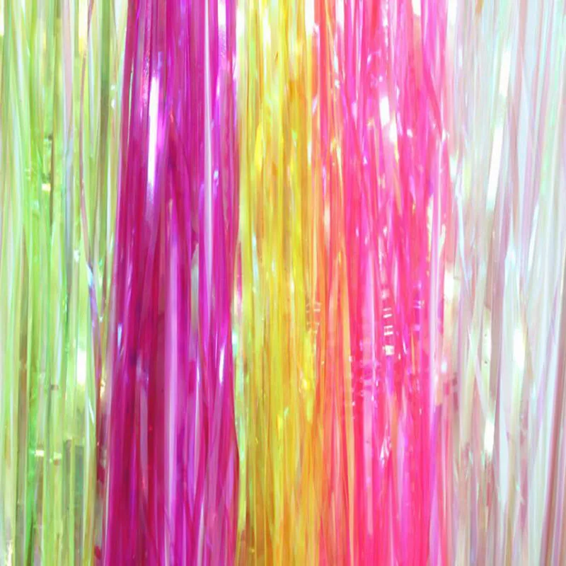 200pcs 6cm width and 1 meters hight Rainbow Tinsel Shimmer Foil Door Curtain Birthday Halloween