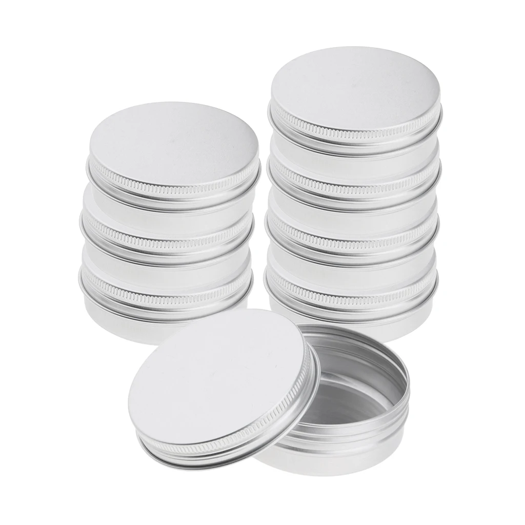 60ml Empty Aluminium Cosmetic Pot Jar Tin Container Box Screw Lid Can Bottle Case Craft Lot - Silver Colors (8 Pack)