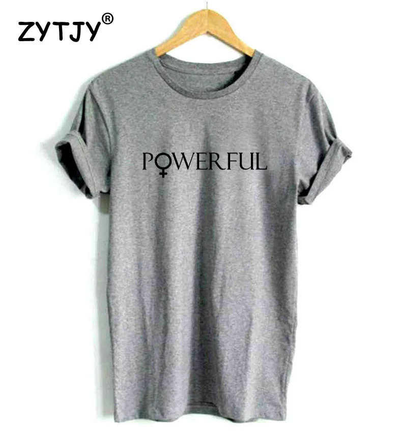 Powerful Feminist Letters Print Women Tshirt Cotton Funny T Shirt For Lady Girl Top Tee Hipster