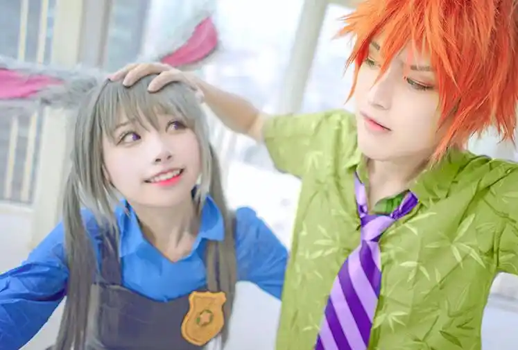 Halloween Zootopia Mens Fox Nick Cosplay Hair Orange Short Hair