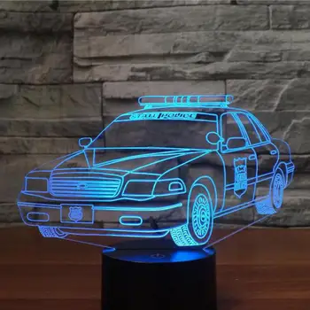 

New Police Car 3d Lights Seven Color Touch Remote Led Visual Led Night Light Lamp Gift Decoration Desk 3d Lamp