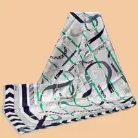 HuaJun 2 Store|| High-end inkjet scarf All kinds of clothing wild "Panoplie Equestre" 90 silk scarf Twill scarf Hand-rolled