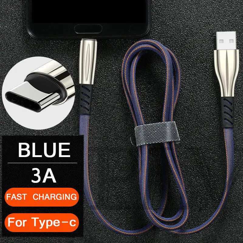 Blue Кабель Micro USB для быстрой зарядки, кабель для передачи данных, 1 м, 2 м, кабель type-c для зарядки samsung S10, S9, S8 Plus, Xiaomi, Android, мобильного телефона - Цвет: Blue