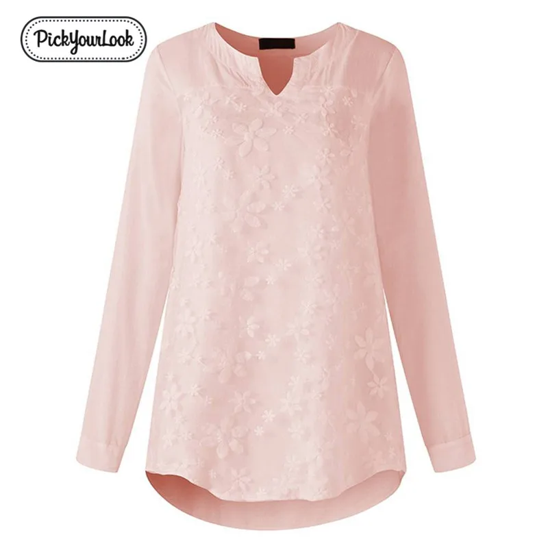 PickyourLook Women Blouses Plus Size Lace Floral Loose Tops White Long Sleeve Cotton Linen Shirt Casual V Neck Female Blouse 5XL PickyourLook Women Blouses Plus Size Lace Floral Loose Tops White Long Sleeve Cotton Linen Shirt Casual V Neck Female Blouse 5XL