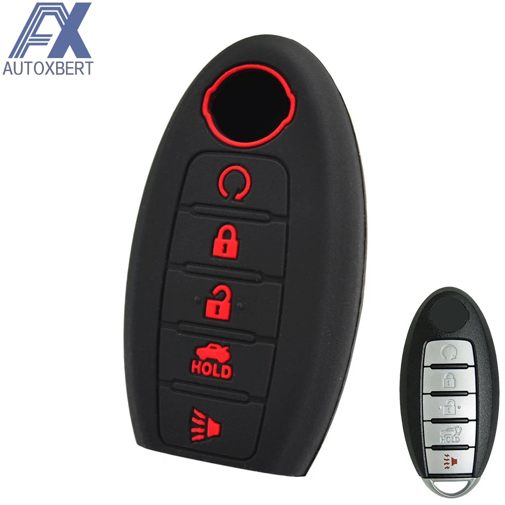 

AX Silicone Remote Key Case Fob Shell Cover 5 Button 2016 - 2019 For Nissan Rouge Murano Maxima Altima Sentra Pathfinder Qashqai