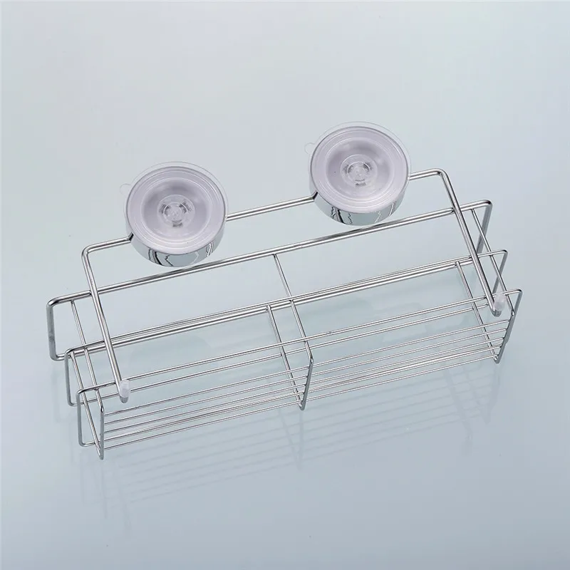 Stainless Steel Bathroom Shelves Bathroom Organizer Shower Wall Basket Shelf With Dual Strong Suction Cups Bathroom Accessories