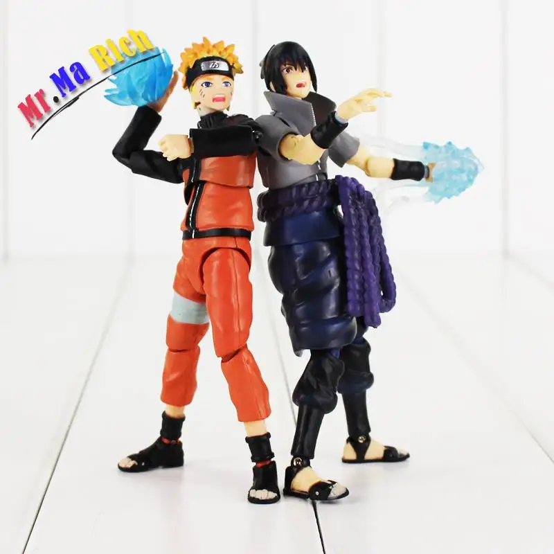 14 см аниме Наруто Shippuden Figuart Giocattolo Uzumaki Uchiha Саске фигурка Con La Spada Shuriken Arma Modello