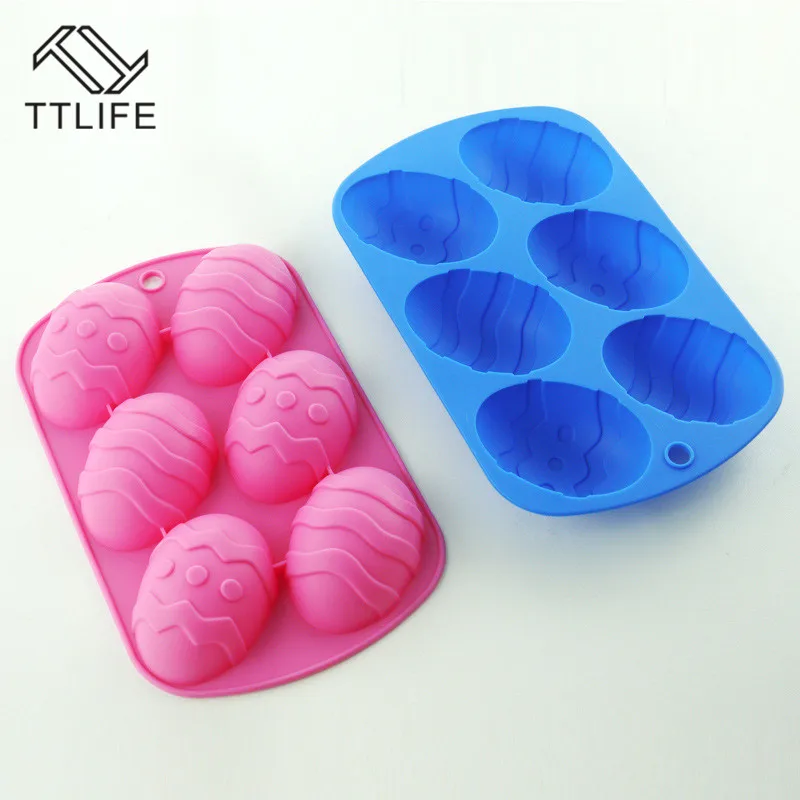 

TTLIFE 6 Cavity Easter Egg Shaped Bakeware Mould Dessert Moule Silicone Baking Tools DIY Easter Chocolate Cake Decorating Tools