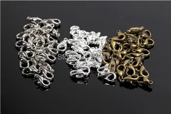 

300Pcs/Lot Silver/Gold/Nickel/Bronze Plated 502 Lobster Clasps Hooks 12x7MM Zinc Alloy Jewelry Findings
