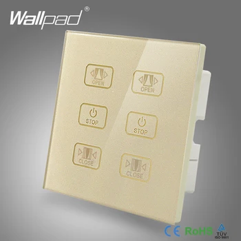 

Smart Home Double Blind Switch 110V-250V Wallpad Luxury Gold Touch Glass 6 Buttons Control 2 Curtain Window Touch Wall Switch
