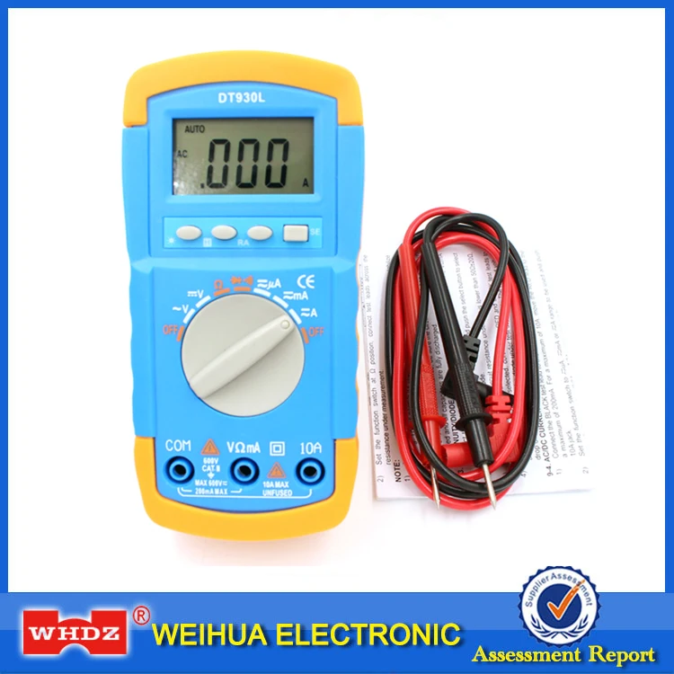 

WHDZ DT930L Auto Range Digital Multimeter with Large Screen Backlight Buzzer Protection AC DC Voltmeter Ohm Portable Meter