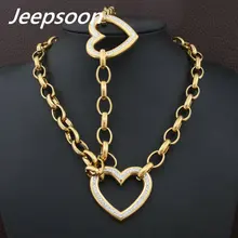 High Quality Fashion Jewelry Stainless Steel Chain Heart Necklace & Bracelet Set For Woman SBJGABDC