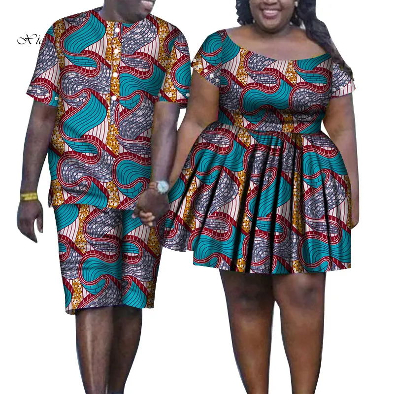 Комплект из 2 предметов, африканская одежда с принтом Дашики для влюбленных, мужской костюм, большие женские вечерние платья макси, топы, штаны, платье WYQ208 - Цвет: 3