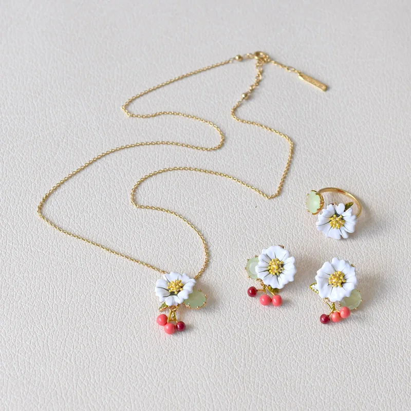 

France Dyxytwe Luxury Enamel Earrings Ring Bracelet Necklace Beautiful Romantic Jewelry Sets For Women