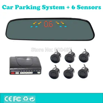 

Car Parking Assistance System with 6 Parking Sensors Rearview Mirror LED Display Backup Reverse and Front Radar System Alarm Kit