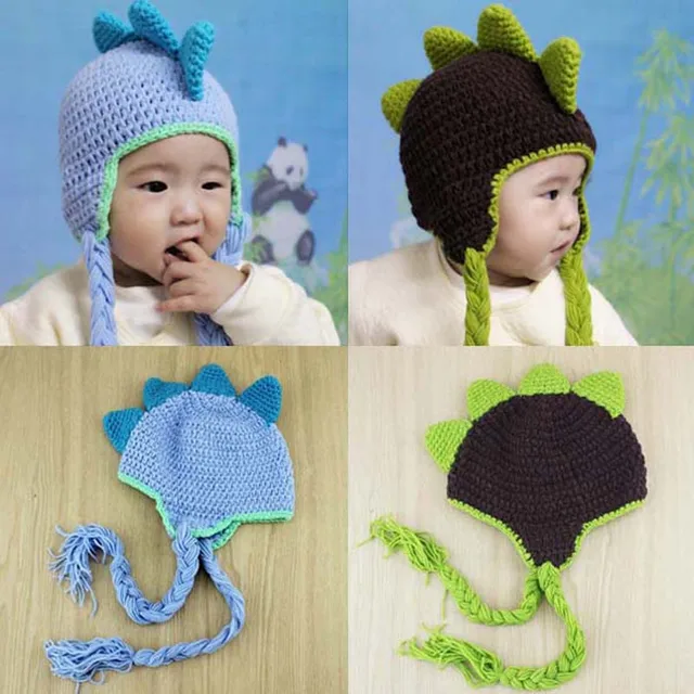 Dinosaur Design Baby Hat Crochet Knit Cotton Children Animal Beanie Cap