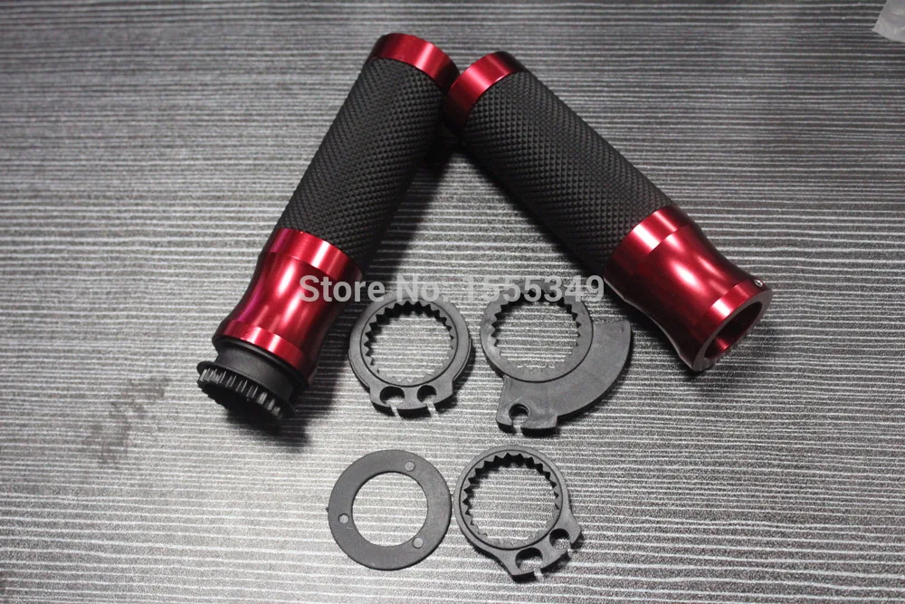 

7/8" Motorcycles Handlebar Grip Hand Grips + Throttle Wires Accessories Set for Suzuki Honda Kawasaki Yamaha Buell Ducati Red