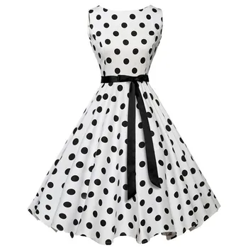 

Vintage Dress Women Spring Summer Round collar sleeveless Dress With Sashes High Waist Big Hem Sexy Dresses