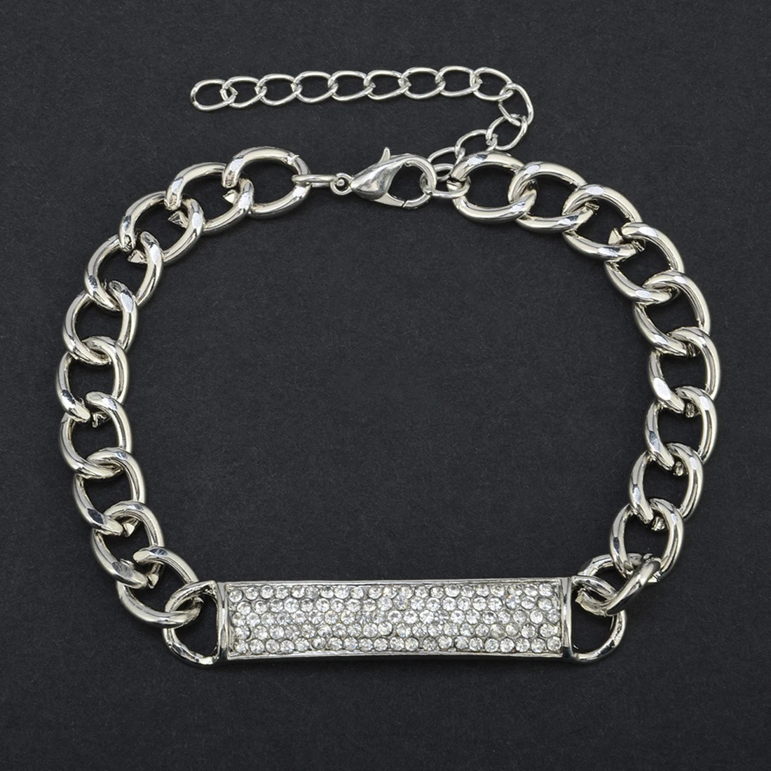 

Simple Style Silver Plated Charm Bracelet Jewelry Gift Wedding Banquet Wholesale Top Quality Diamond bracelet