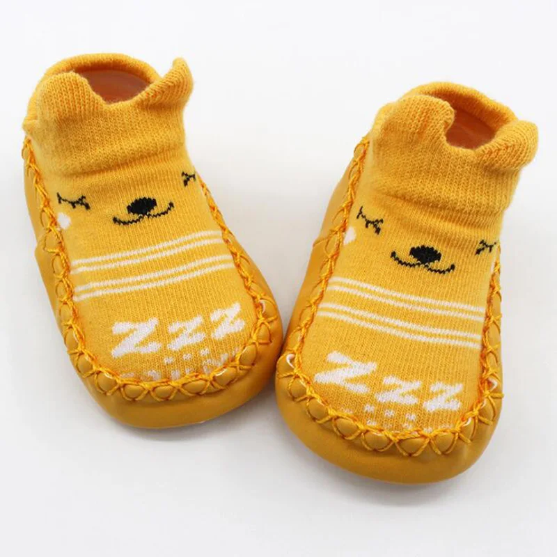 Новые Детские Носки с рисунком, детские носки, нескользящие носки с мягкой подошвой для маленьких мальчиков и девочек - Цвет: Ear Yellow