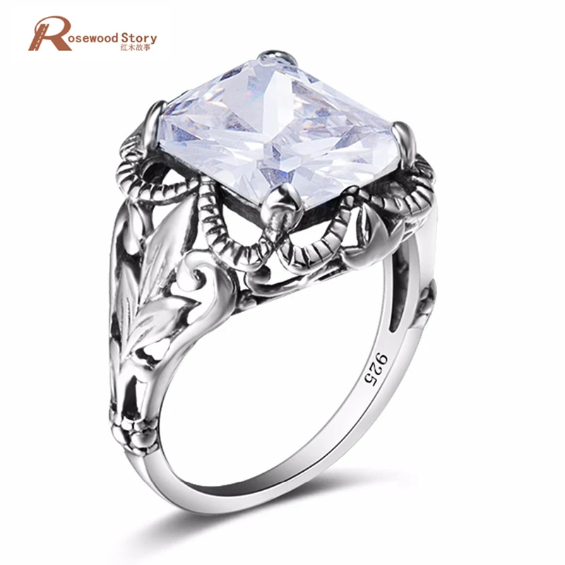 

Fashion Sterling Silver 925 Bridal Wedding Rings Square Cubic Created Zircon Crystal Fashion Wedding Band Finger Rings Jewellery