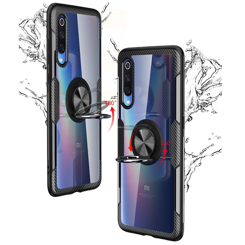 Прозрачный противоударный армированный чехол для Xiaomi Mi 9 SE 8 магнитный металлический держатель с кольцом подставка задняя крышка Xiaomi Mi 9 чехол Xiaomi Mi 8 чехол