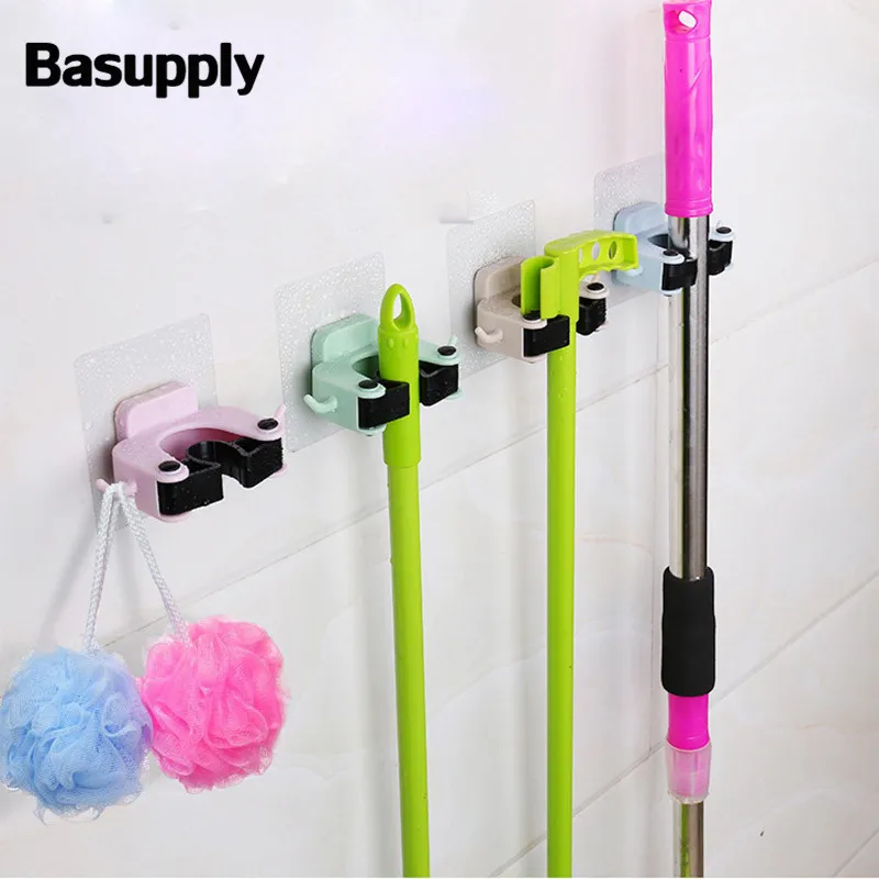 

1Pc Kitchen Storage Rack Bathroom Mop Hanging Hook Mop Folder Bath Ball Rack Organizer Holder Bathroom Accessories