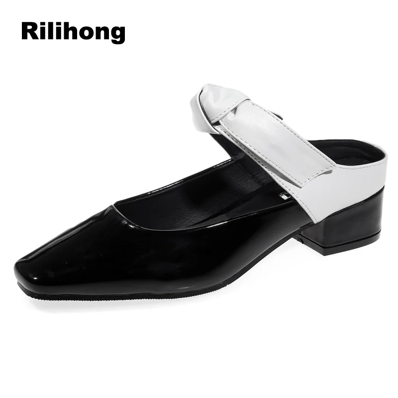 black low heel mule