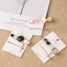 Комплект из 2 предметов, новинка, в Корейском стиле, с квадратным круглые имитация жемчуга заколки для волос зажим для волос аксессуары для волос для Для женщин 2 шт./компл. для девочек заколки-пряжки для волос