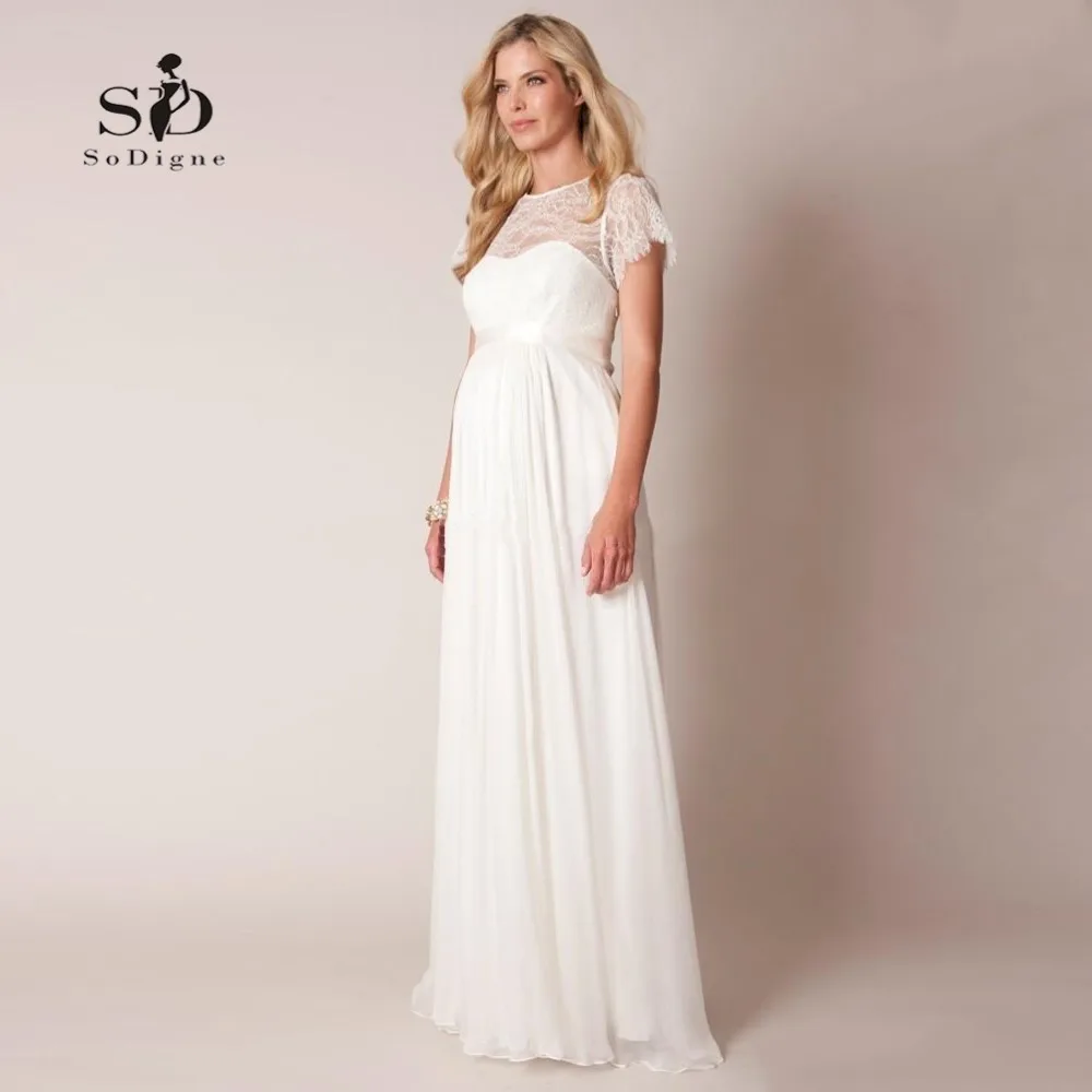 Свадебное платье, кружевное, плюс размер, платье для беременных невесты, простое шифоновое платье с коротким рукавом