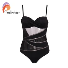 Andzhelika, сексуальный сетчатый слитный купальник, женский, пуш-ап, купальник, боди,, летний, пляжный, с открытой спиной, размера плюс, купальник