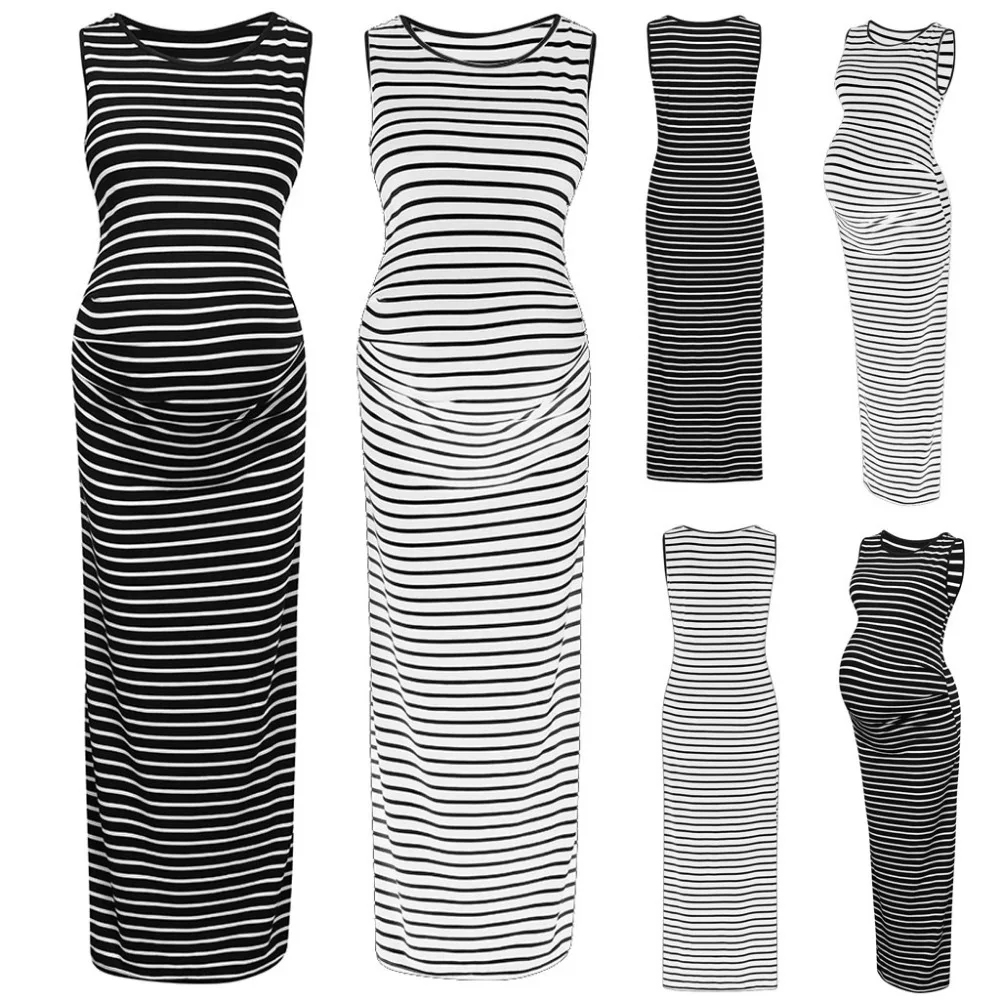 

Maternity Dress Polyester 2019 Pregnant Maternity Nursing Stripe Breastfeeding Summer Sleeveless Dress Ropa Premama Embarazadas