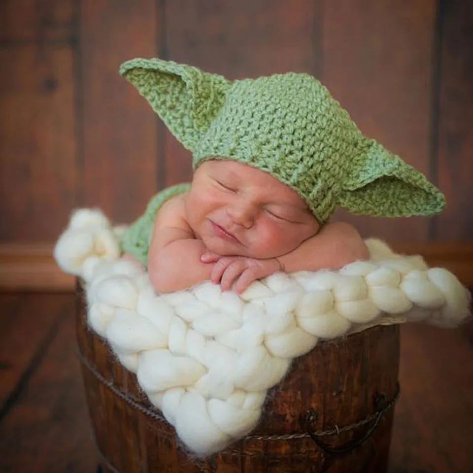 

2pcs Cartoon Cute Newborn Photography Props Baby Boy and Girls Hat Set Accessories 0-3 Months High Quality 2019 Kwaii Green