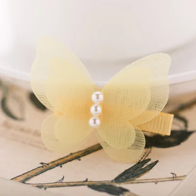 Горячие корейские милые заколки для волос Дети Девочки шифон шпильки в форме бабочки Принцесса Вечерние заколки BB зажимы аксессуары для волос - Цвет: yellow