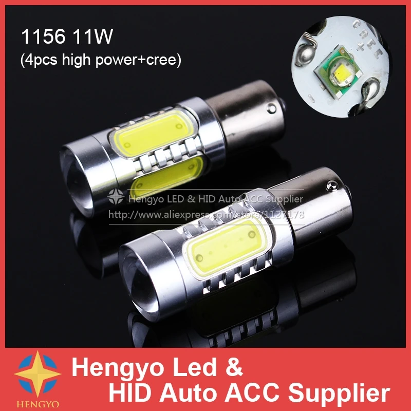 2 шт. 1156 11 Вт COB Cree Chip светодиодные лампы заднего хода Sidelight ДХО P21W без ошибок для