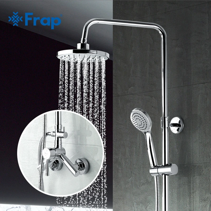 Günstig FRAP Dusche System wand montiert hohe qualität bad dusche mixer bad dusche wasserhahn bad wasserhähne dusche kopf set badewanne armaturen